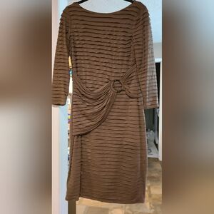 London Times brown ruffle body con 12 dress